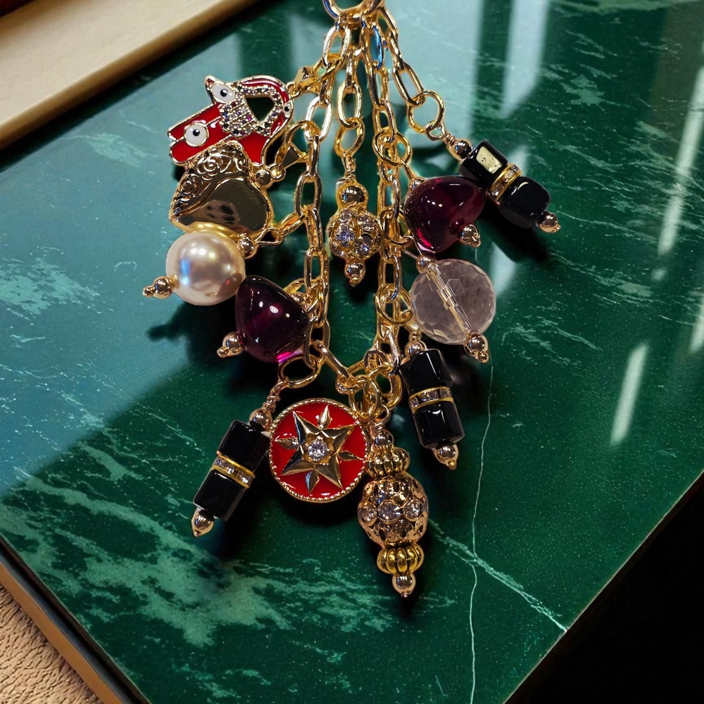 SALE!! Elegant Gold,Black, and Red Handbag Charms/Keychain